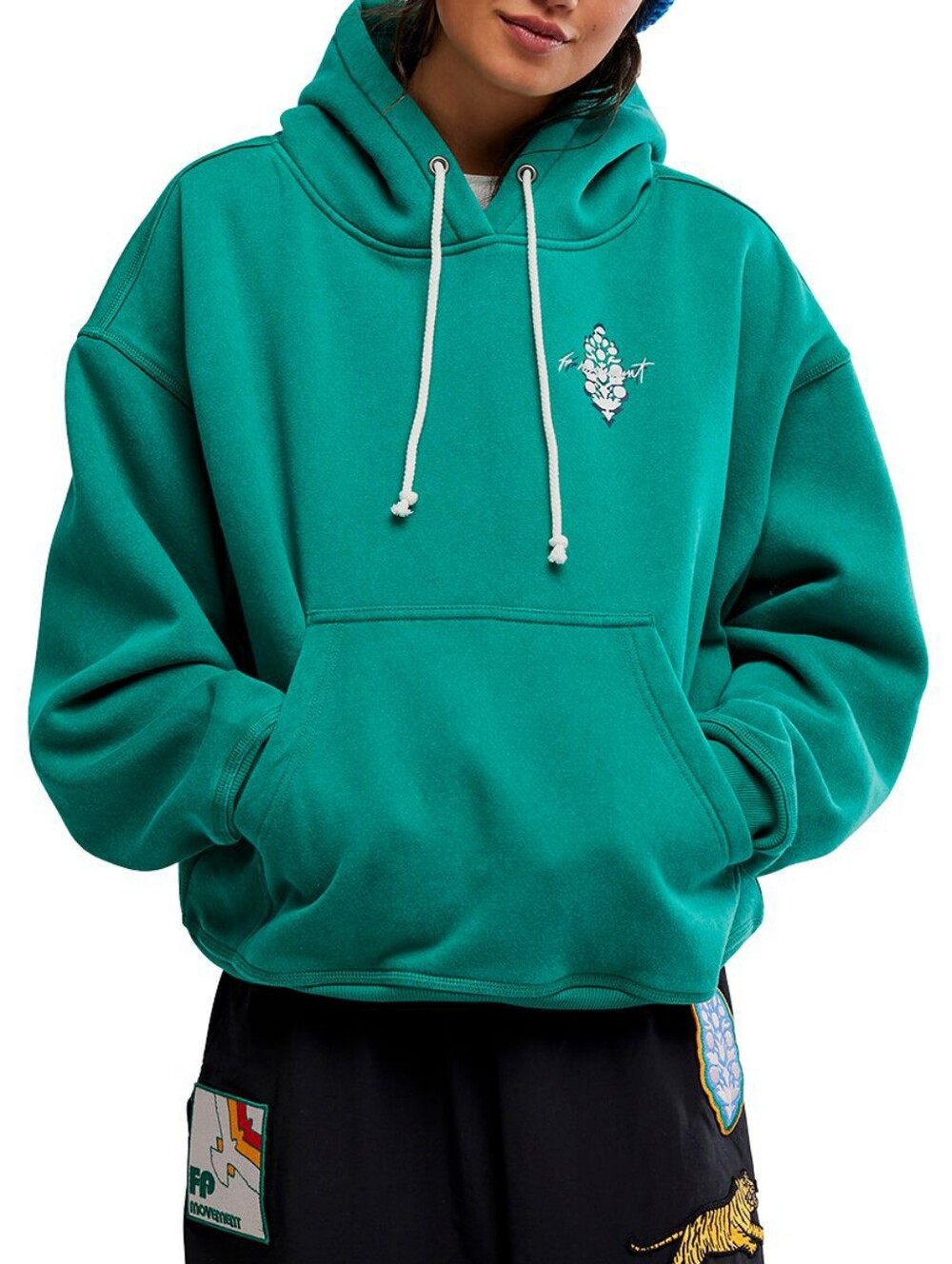NWT - FP Movement Final Call Logo Hoode - Womens XL Green Glow - Oversize Fit